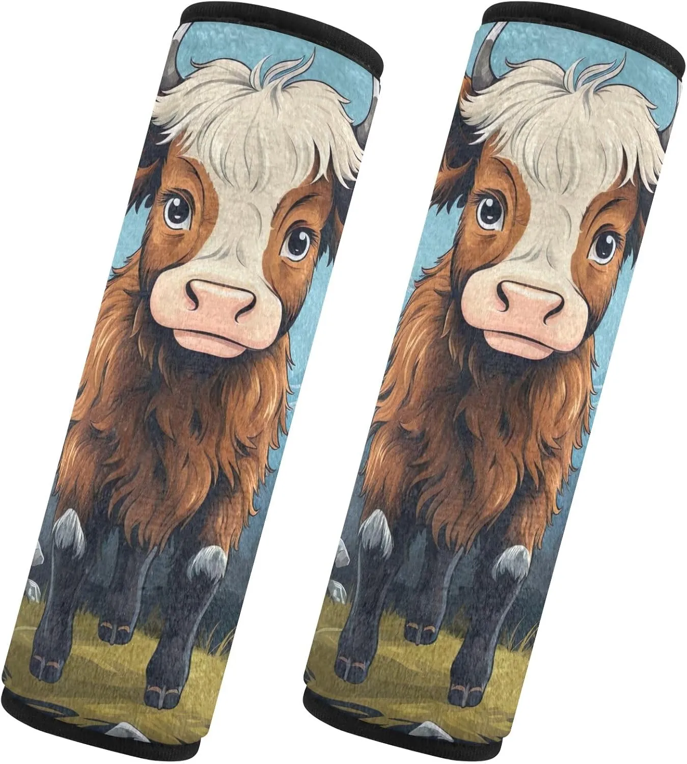 Cartoon Cute Cow Mountain Car Seat Strap Cover Strap Pad Shoulder Bag