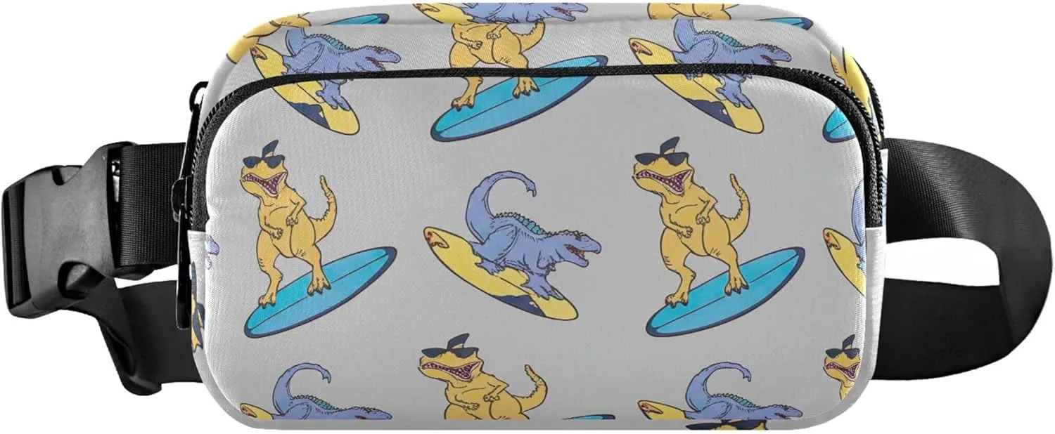 Cartoonish Rex Surfboard Funny Womens Fanny Pack Hip Pouch Belt Bag Waterproof Designer Travel Waist Bag
