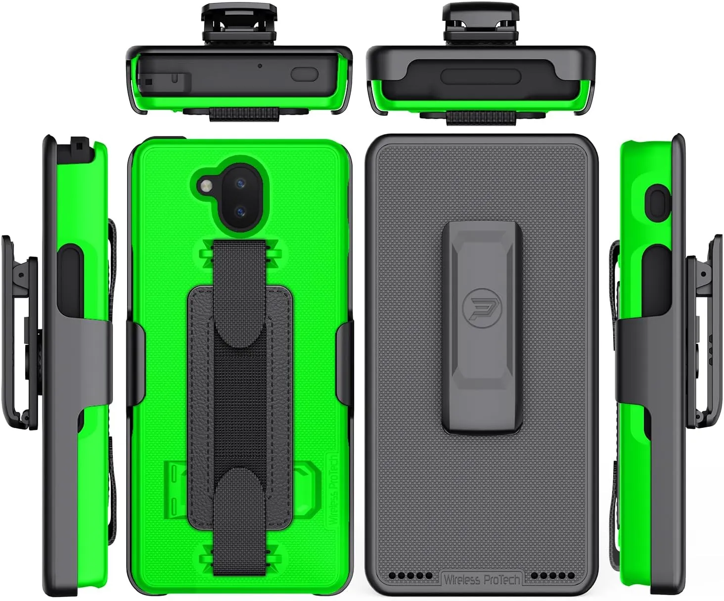 Case Compatible with Sonim XP10 (XP9900), Shell Case and Belt Clip Holster Combo with Handstrap, Kickstand and Screen Protector (Lime Green)