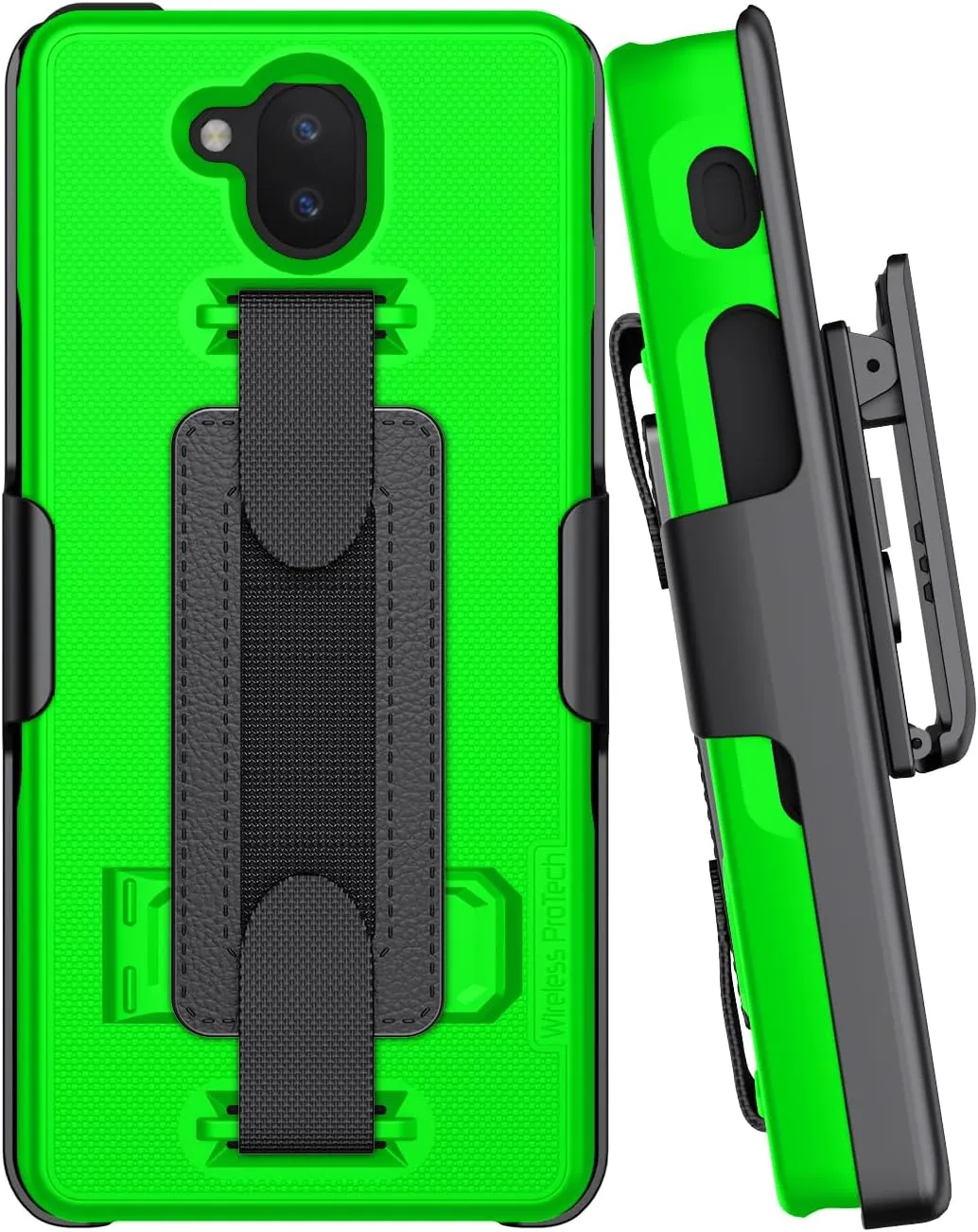 Case Compatible with Sonim XP10 (XP9900), Shell Case and Belt Clip Holster Combo with Handstrap, Kickstand and Screen Protector (Lime Green)
