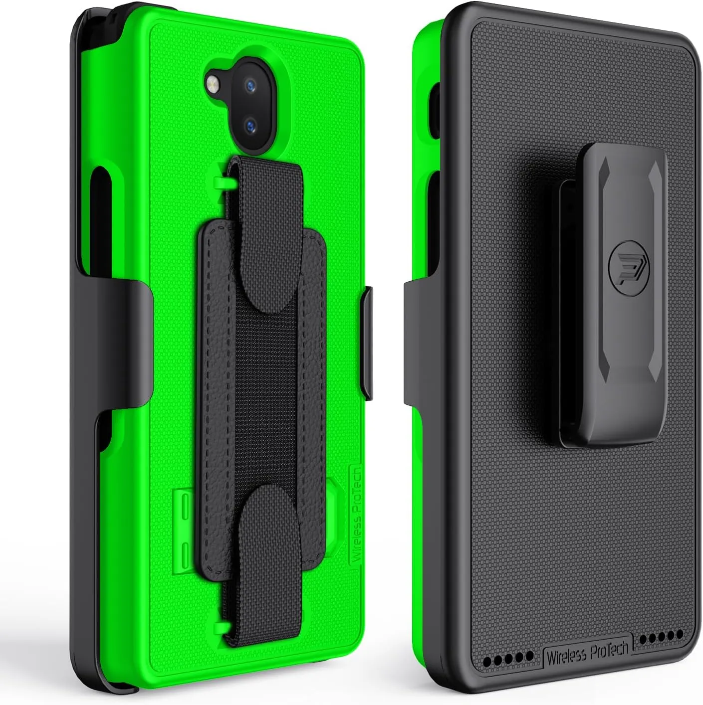 Case Compatible with Sonim XP10 (XP9900), Shell Case and Belt Clip Holster Combo with Handstrap, Kickstand and Screen Protector (Lime Green)