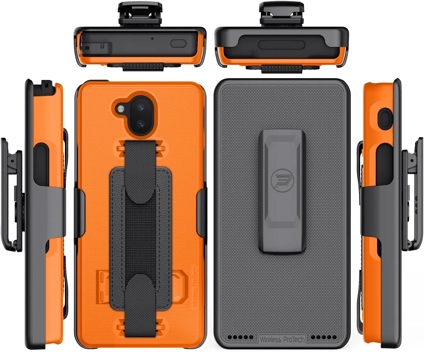 Case Compatible with Sonim XP10 (XP9900), Shell Case and Belt Clip Holster Combo with Handstrap, Kickstand and Screen Protector (Orange)