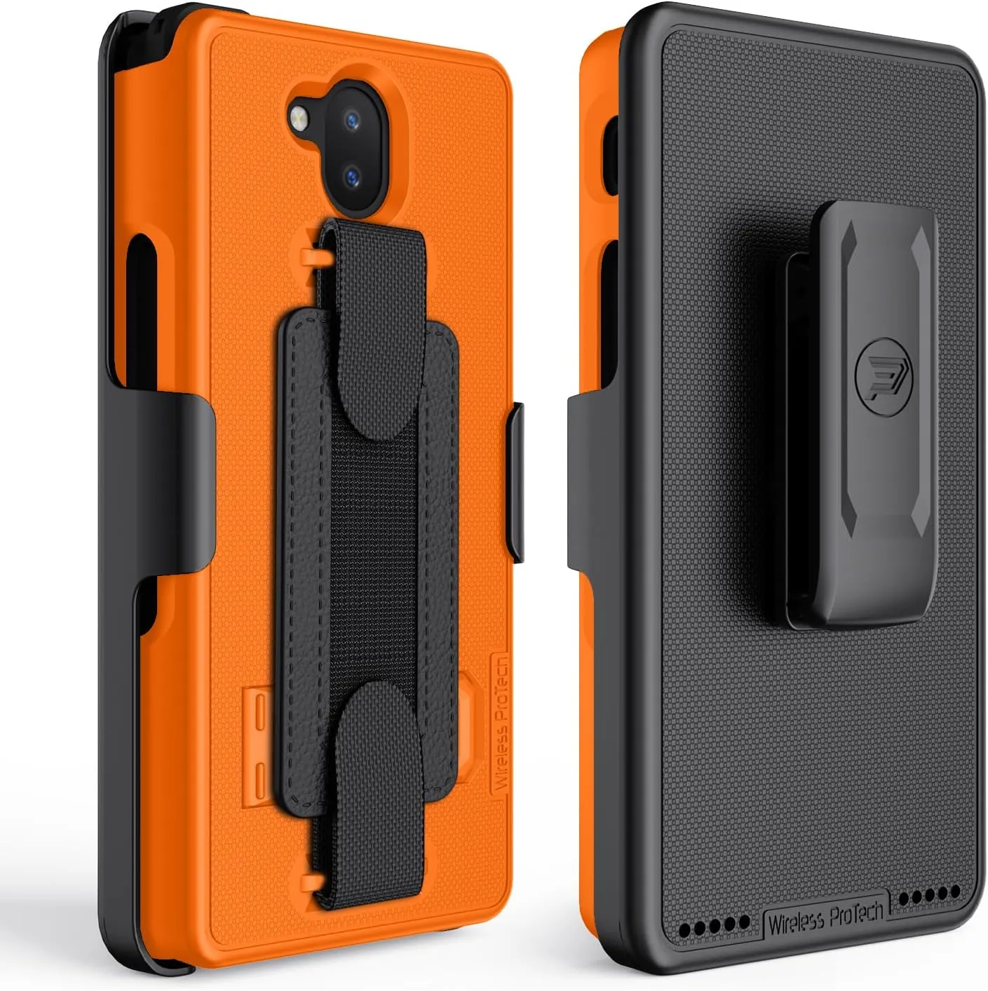 Case Compatible with Sonim XP10 (XP9900), Shell Case and Belt Clip Holster Combo with Handstrap, Kickstand and Screen Protector (Orange)