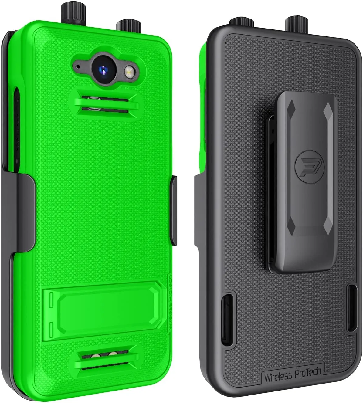Case Compatible with Sonim XP5PLUS (XP5900) (Knob and No Knob Versions), Protective Case and Belt Clip Holster Combo with Kickstand and Screen Protector (Lime Green)