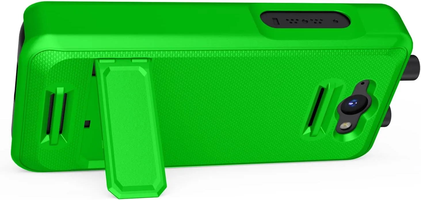 Case Compatible with Sonim XP5PLUS (XP5900) (Knob and No Knob Versions), Protective Case and Belt Clip Holster Combo with Kickstand and Screen Protector (Lime Green)