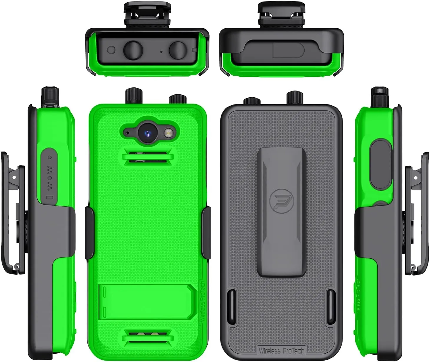 Case Compatible with Sonim XP5PLUS (XP5900) (Knob and No Knob Versions), Protective Case and Belt Clip Holster Combo with Kickstand and Screen Protector (Lime Green)