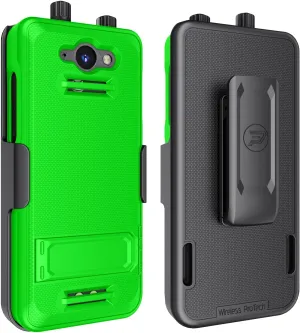 Case Compatible with Sonim XP5PLUS (XP5900) (Knob and No Knob Versions), Protective Case and Belt Clip Holster Combo with Kickstand and Screen Protector (Lime Green)