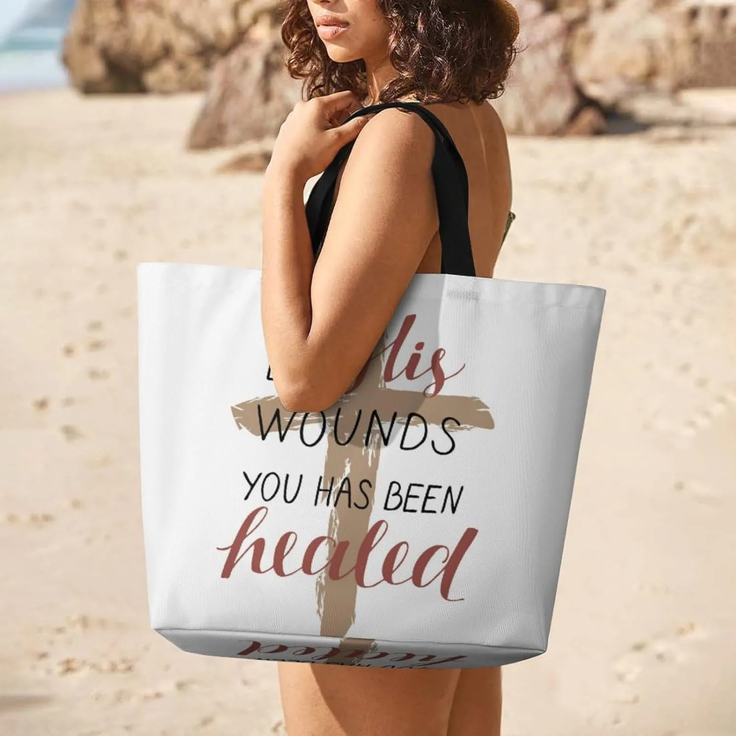 Cast All Your Anxiety Tote Bag Beach Bag Reusable Shoulder Bag for Gym, Shopping, Travel