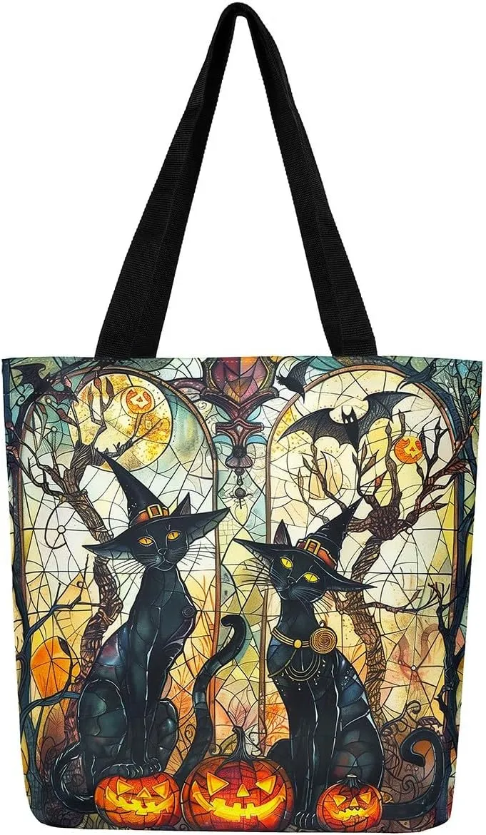 Castle Fairy Gothic Canvas Tote Bag Aesthetic for Women Girls,Sun Moon Halloween Reusable Grocery Handbag