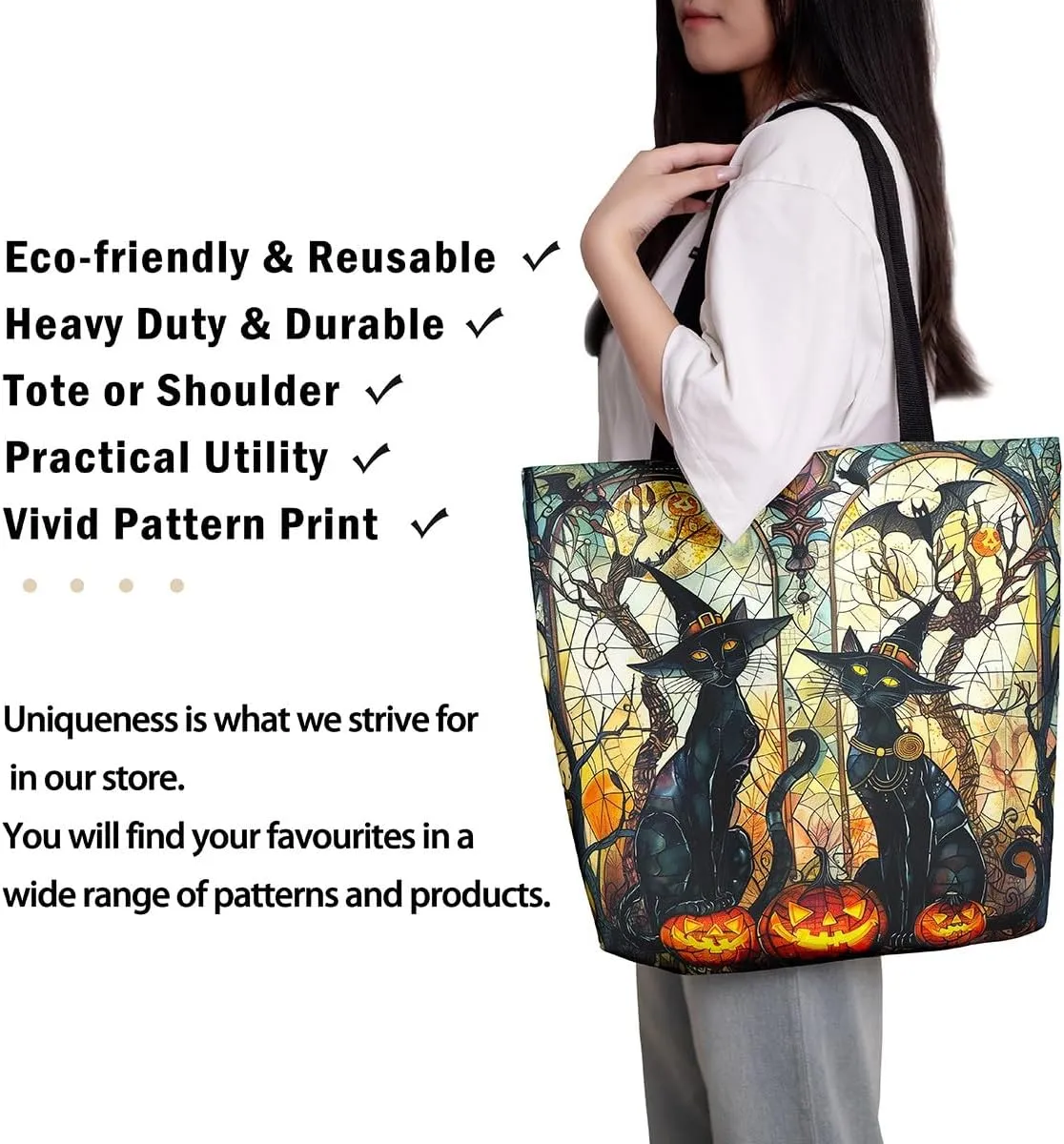 Castle Fairy Gothic Canvas Tote Bag Aesthetic for Women Girls,Sun Moon Halloween Reusable Grocery Handbag