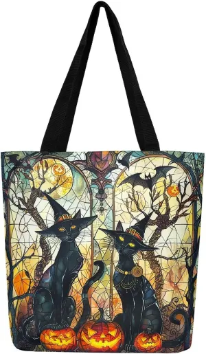 Castle Fairy Gothic Canvas Tote Bag Aesthetic for Women Girls,Sun Moon Halloween Reusable Grocery Handbag