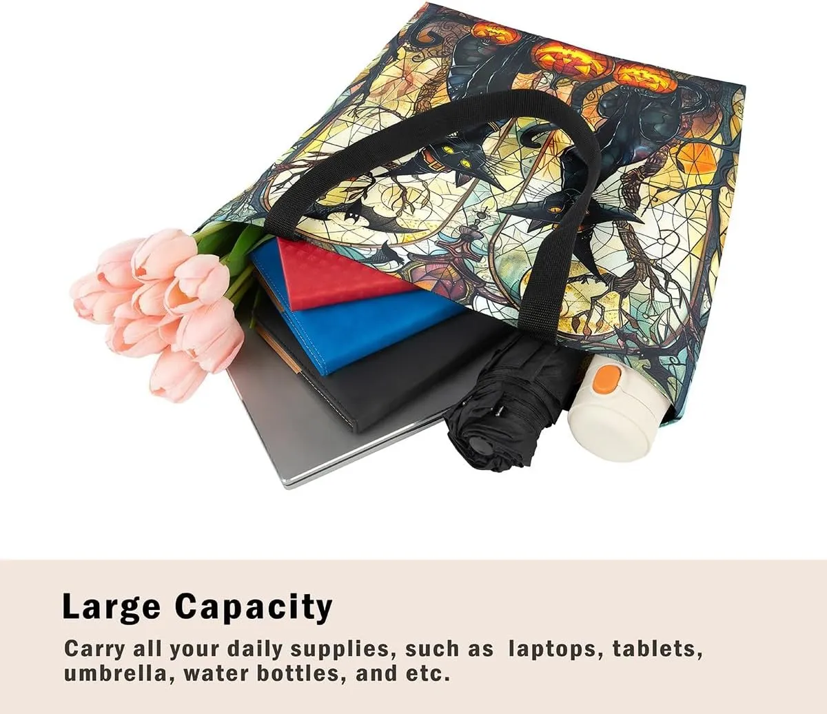 Castle Fairy Gothic Canvas Tote Bag Aesthetic for Women Girls,Sun Moon Halloween Reusable Grocery Handbag