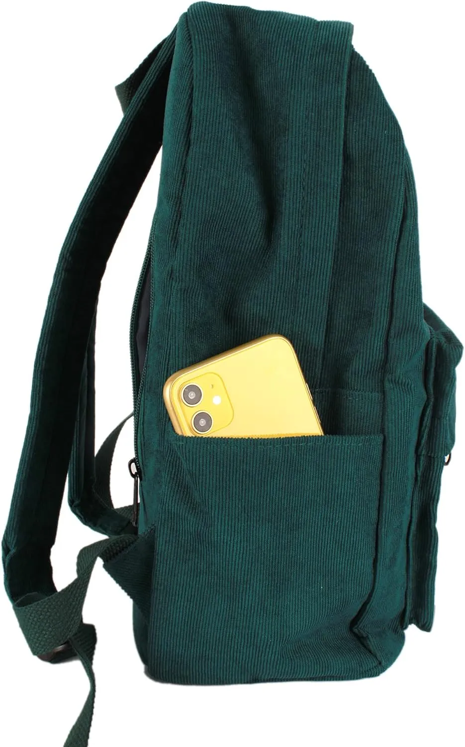 Casual Corduroy Backpack Travel Daypack Book Bag Laptop Bag for Women Men, Dark Green