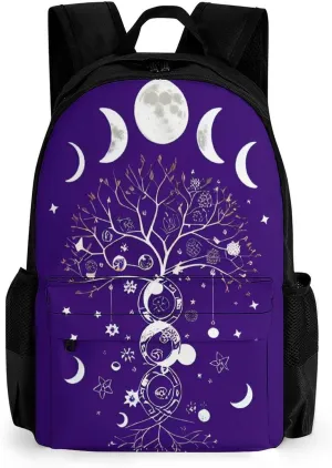 Casual Daypack Multipurpose Anti-Theft Large Capacity Carry On Bag - Moon Phase Space Tree Art Casual Daypack Climbing Shoulder Bag With Padded Straps