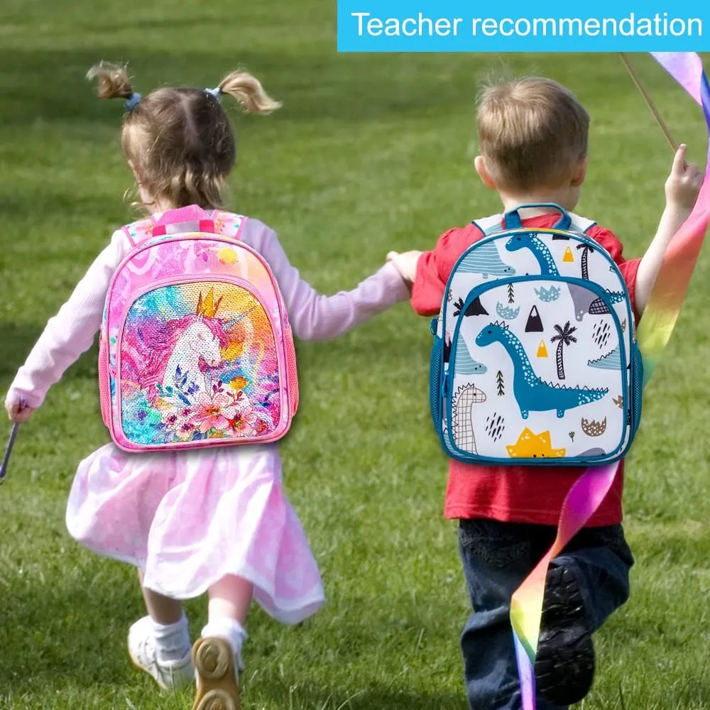 CCJPX Toddler Backpack for Boys Girls, 12.5” Dinosaur Unicorn Preschool Bookbag Kindergarten Cute School Bag