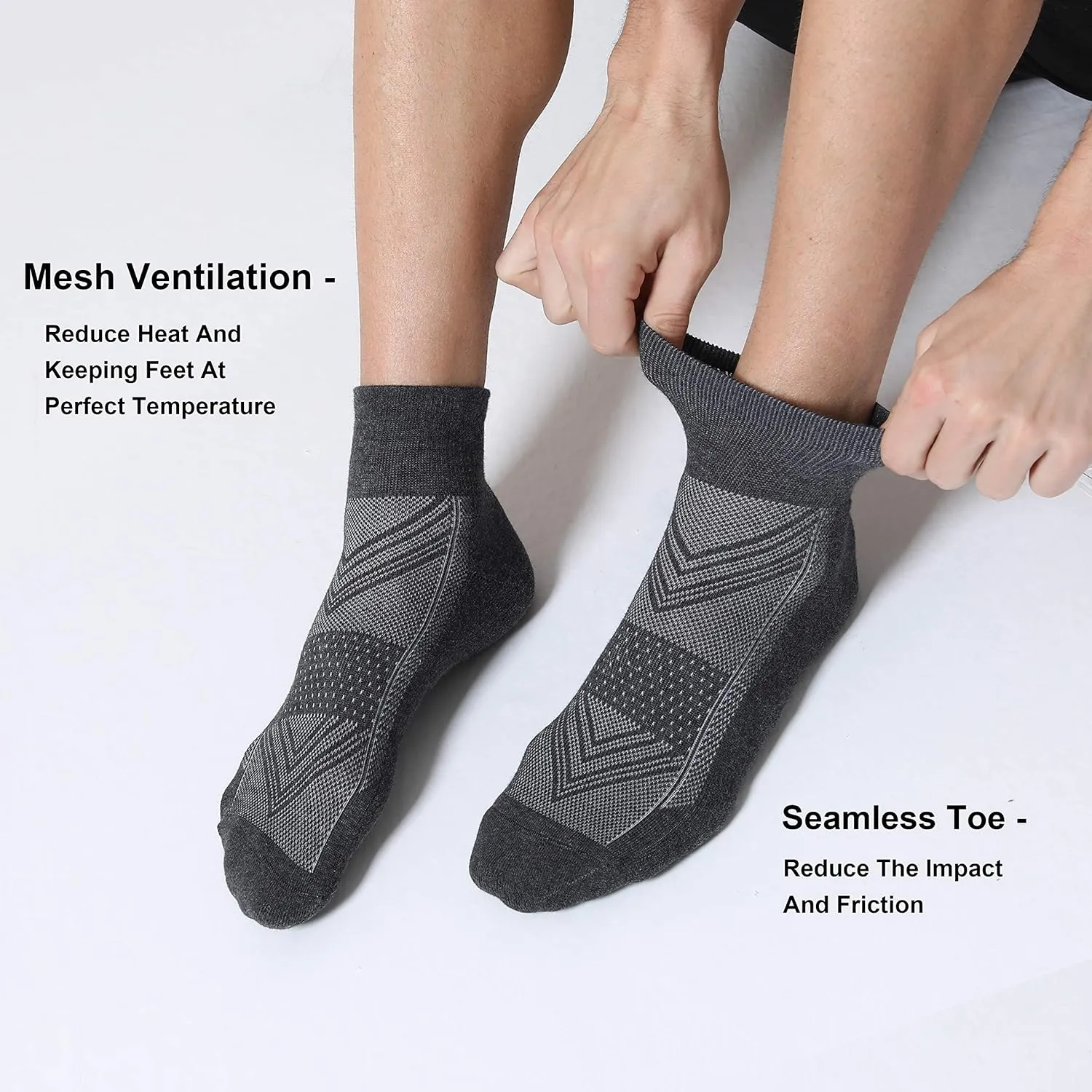 CelerSport 6 Pack Men's Ankle Socks with Cushion, Sport Athletic Running Socks