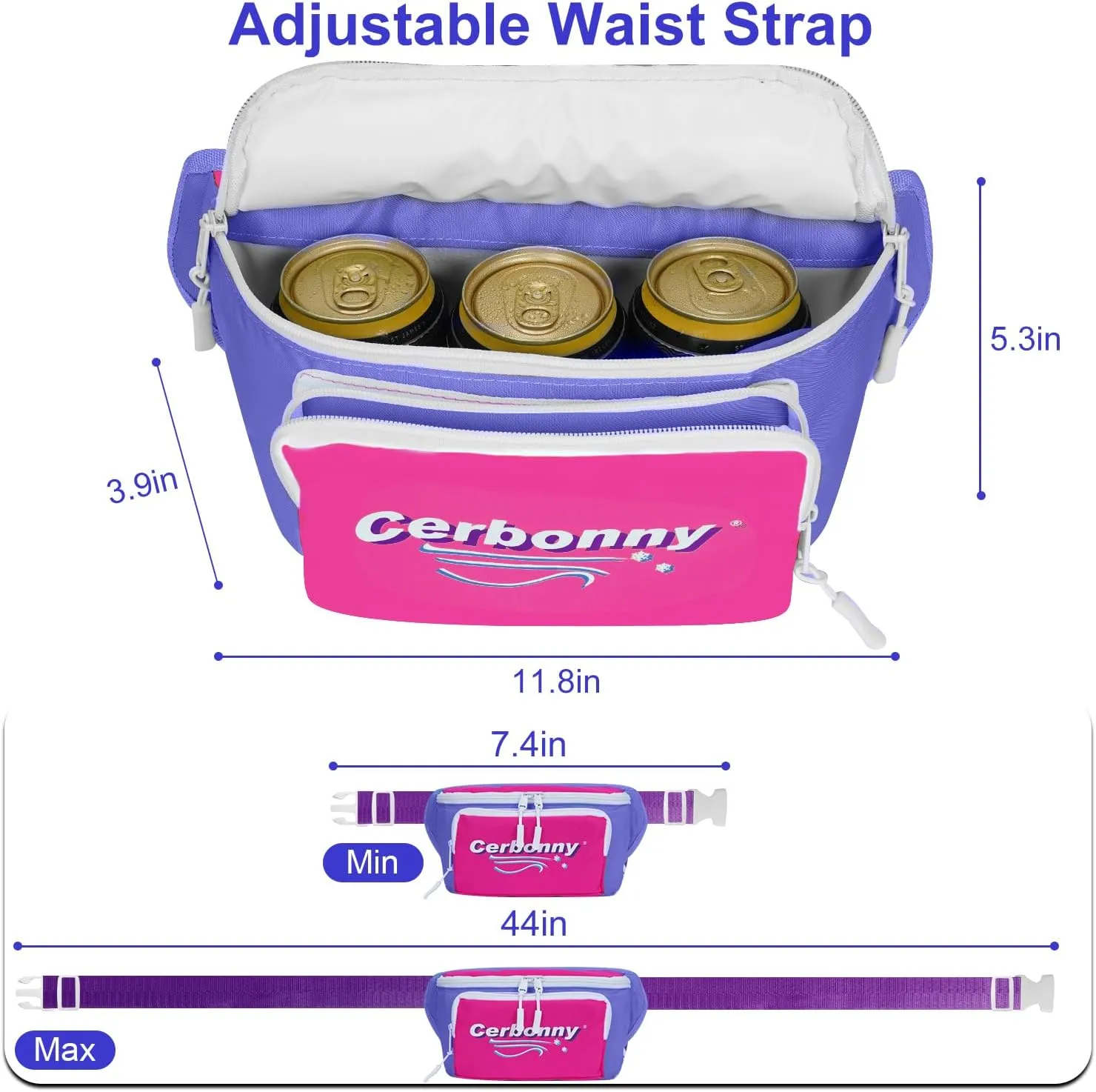 Cerbonny Small Cooler Bag,Insulated Snack Bag,Freezable Snack Bags,80s Fanny Pack,Retro Cooler,Fanny Packs,Reddish Purple