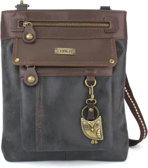CHALA GEMINI Crossbody Canvas Gift Messenger Bag Black - Owl