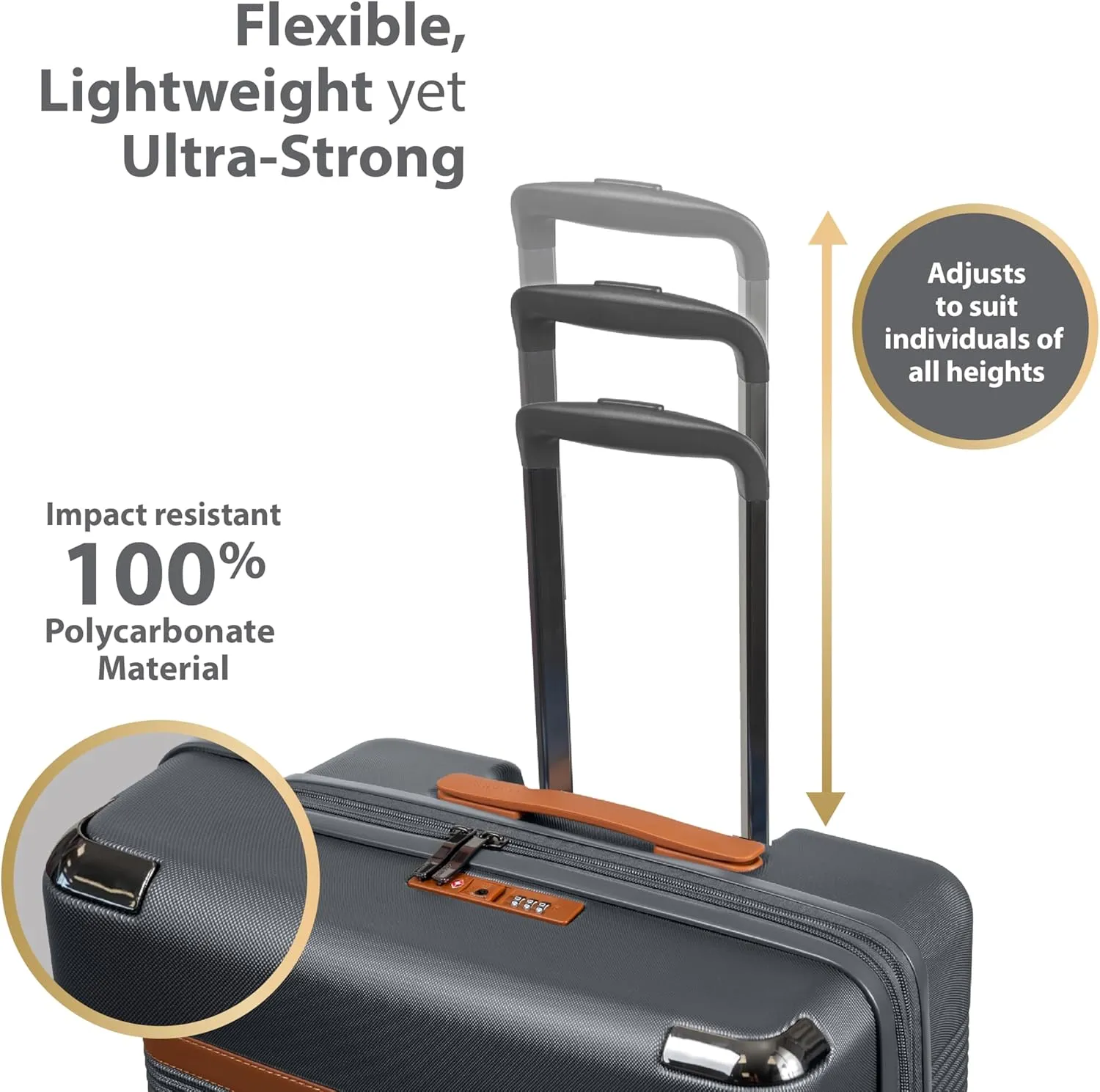 CHAMPS 'VINTAGE III COLLECTION' 3-PIECE EXPANDABLE HARDSIDE SPINNER LUGGAGE SET WITH USB PORT (GREY)