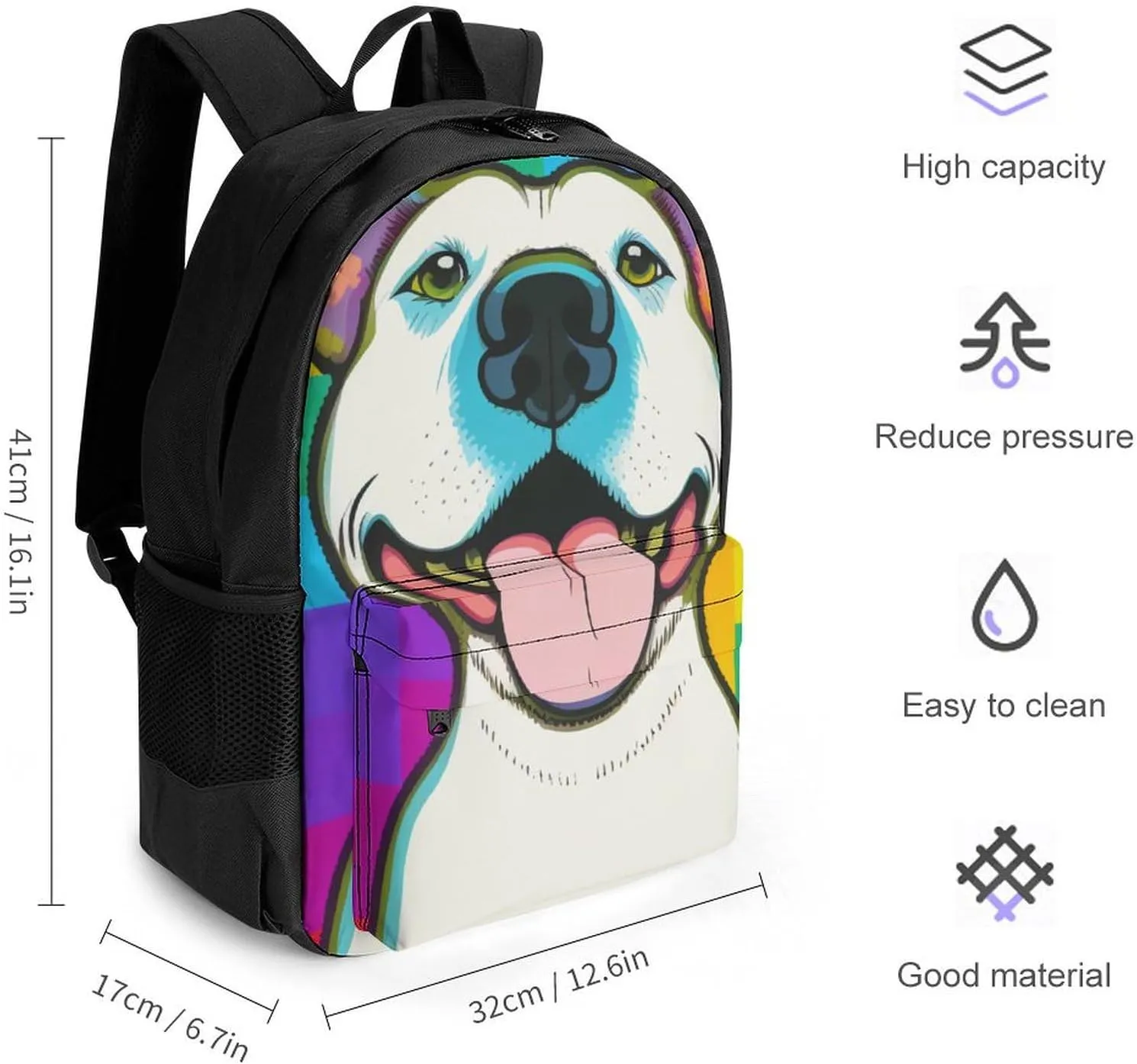 Checkerboard Pitbull Dog Smile Paiting Rucksacks Lightweight Multipurpose Anti-Theft Shoulder Bag Big Capacity Laptop Book Bag Rucksack With Padded Straps