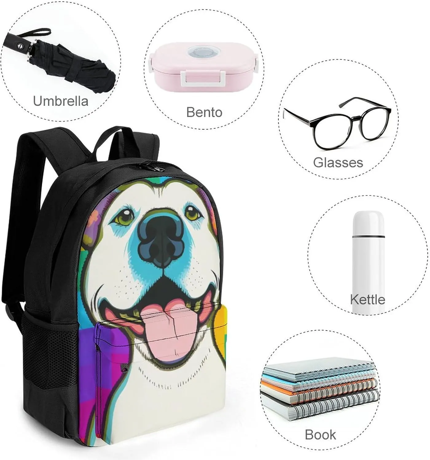 Checkerboard Pitbull Dog Smile Paiting Rucksacks Lightweight Multipurpose Anti-Theft Shoulder Bag Big Capacity Laptop Book Bag Rucksack With Padded Straps