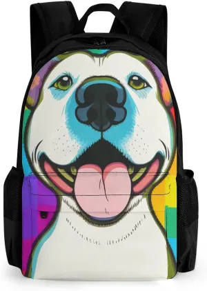 Checkerboard Pitbull Dog Smile Paiting Rucksacks Lightweight Multipurpose Anti-Theft Shoulder Bag Big Capacity Laptop Book Bag Rucksack With Padded Straps