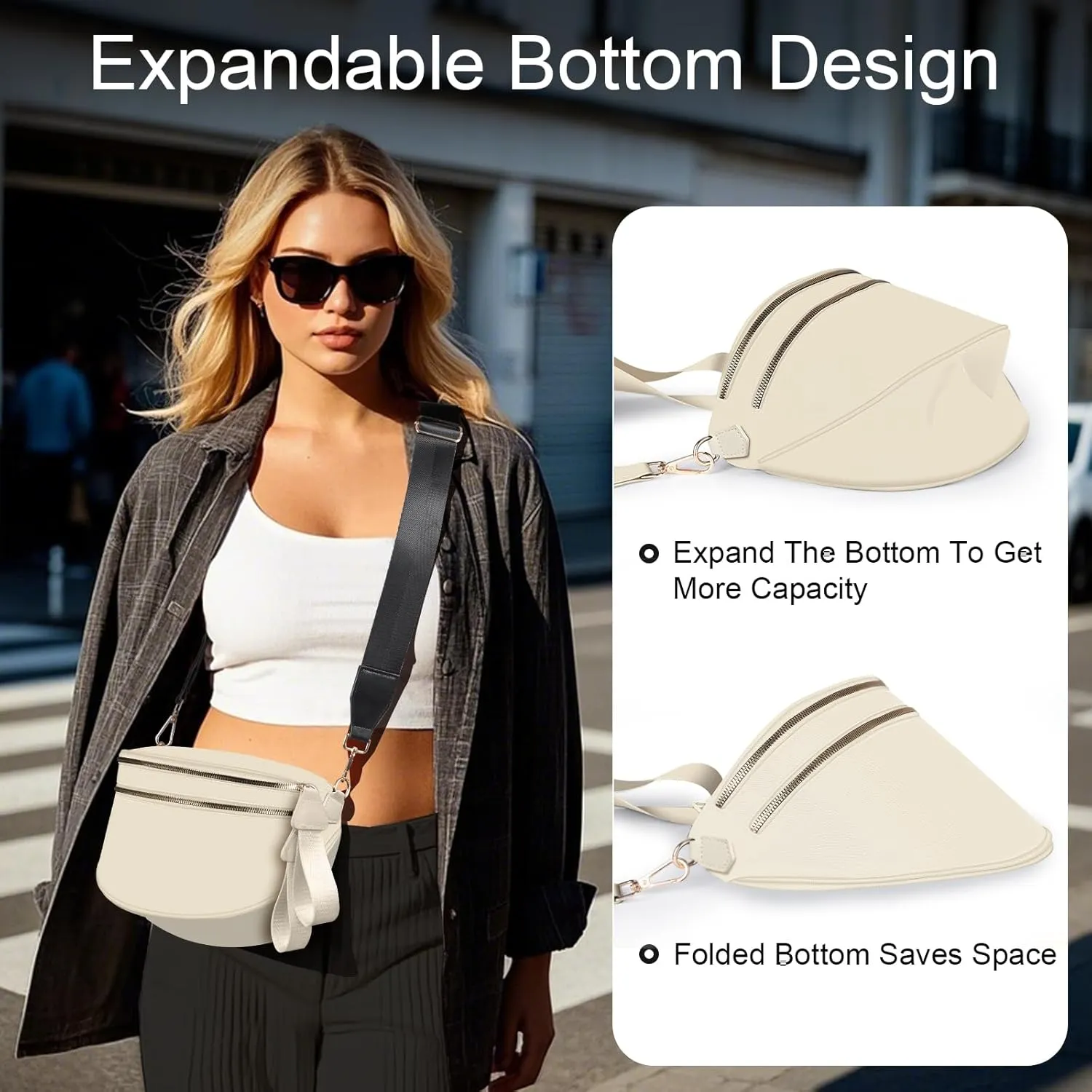 Checkered Crossbody Bag Bum Bags for Women Large Nylon Checkered Purse Fanny Packs Sling Bag, Bonus with a Extra Strap