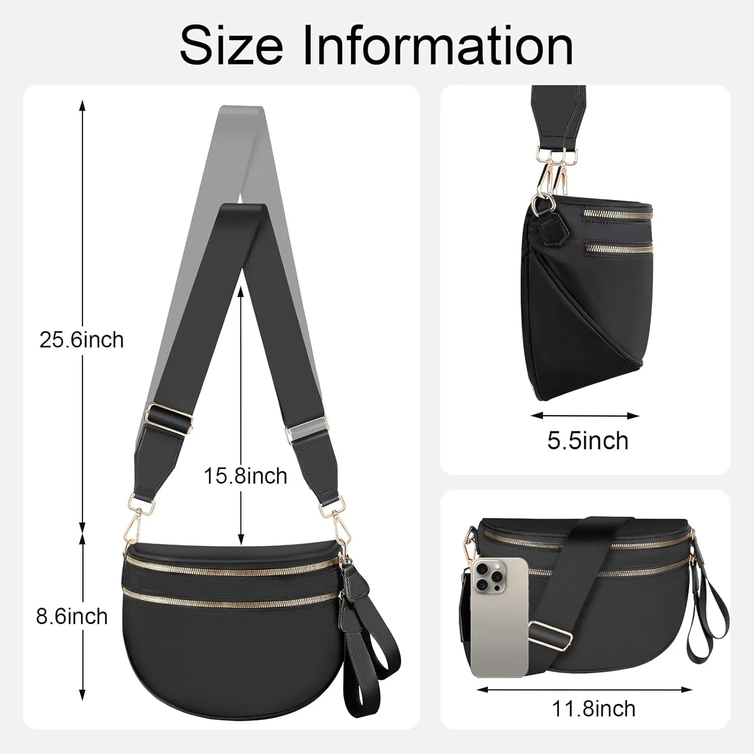 Checkered Crossbody Bag Bum Bags for Women Large Nylon Checkered Purse Fanny Packs Sling Bag, Bonus with a Extra Strap