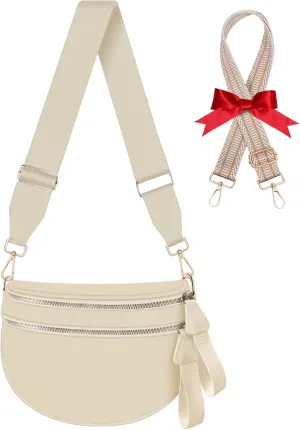 Checkered Crossbody Bag Bum Bags for Women Large Nylon Checkered Purse Fanny Packs Sling Bag, Bonus with a Extra Strap