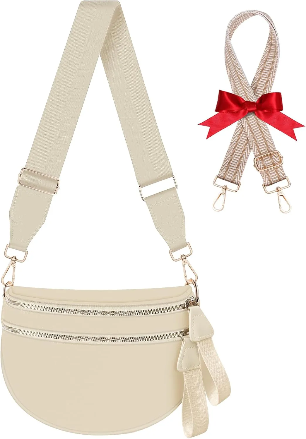 Checkered Crossbody Bag Bum Bags for Women Large Nylon Checkered Purse Fanny Packs Sling Bag, Bonus with a Extra Strap