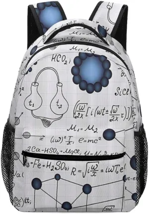 Chemical Formula Travel Bag Laptop Backpack Casual Daypack with Mesh Side Pockets For Book Shopping Work