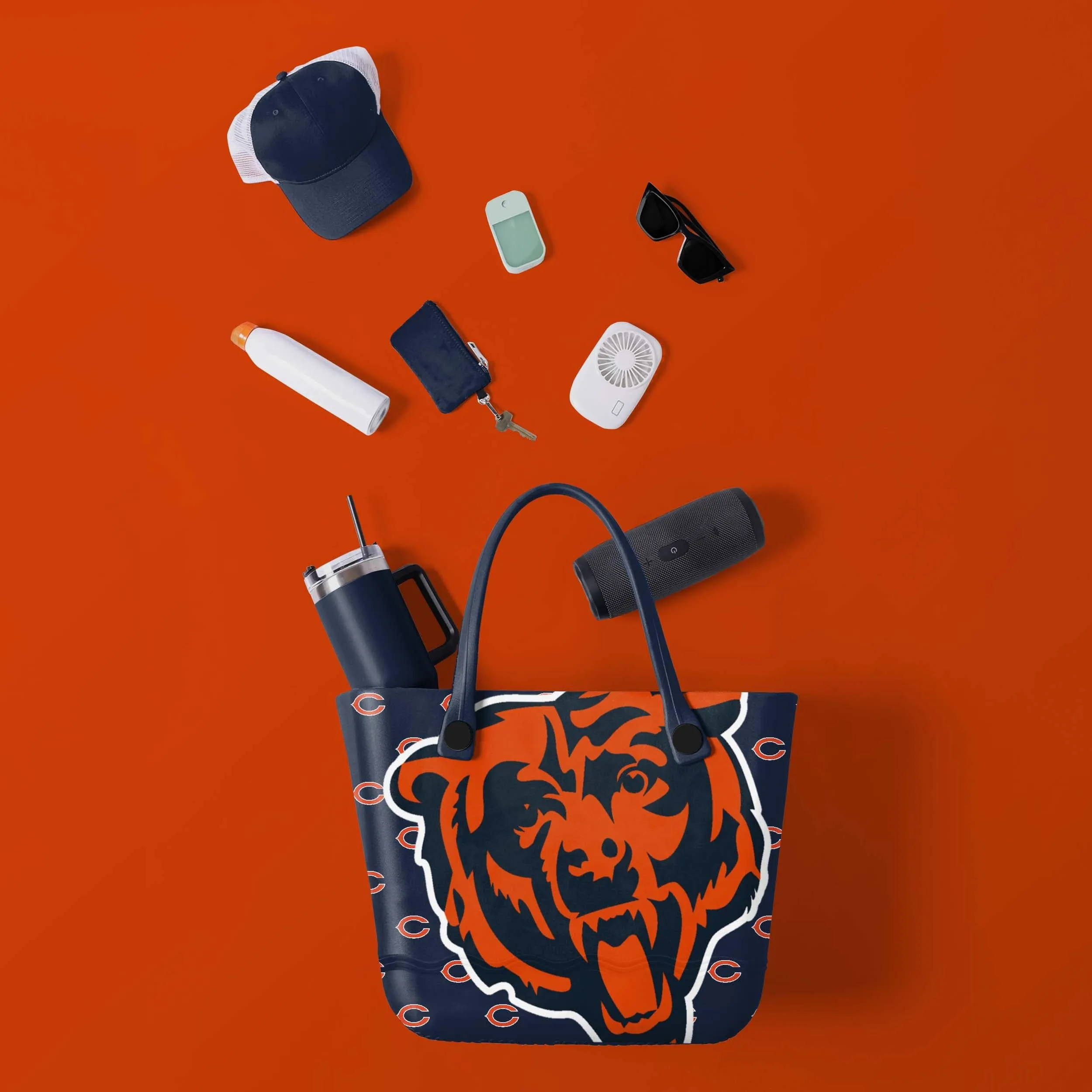 Chicago Bears Big Logo Mini Print Tailgate Tote Bag