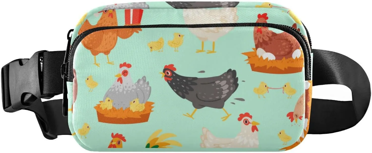 Chicken Fanny Pack for Women Men Crossbody Belt Bag Fashion Waist Packs Purse with Adjustable Strap Dupes for Teen Girls Boys