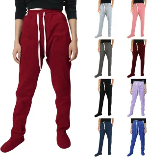 christmas sweaters for women witch costume women Cargo Sweatpants for Women Sherpa Fleece Lined Drawstring Pants Winter Soft Warm Nightwear Loungewear Solid Footed Loose Pajamas(Red,XXL) RE