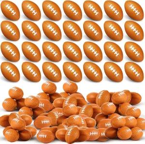 Civaner 100 Packs Mini Football Sports Stress Balls Foam Small Football Mini Sports rugbys Small Foam Relief Balls Party Favors for Carnival Reward(Brown)