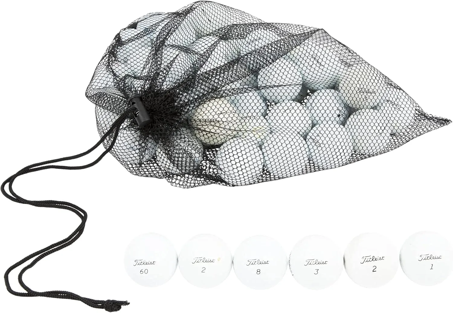 Clean Green Golf Balls Recycled & Used Golf Balls for Titleist Pro V1 Golf Balls - Good Low Condition for Titleist Golf Balls - Includes Mesh Carrying Bag