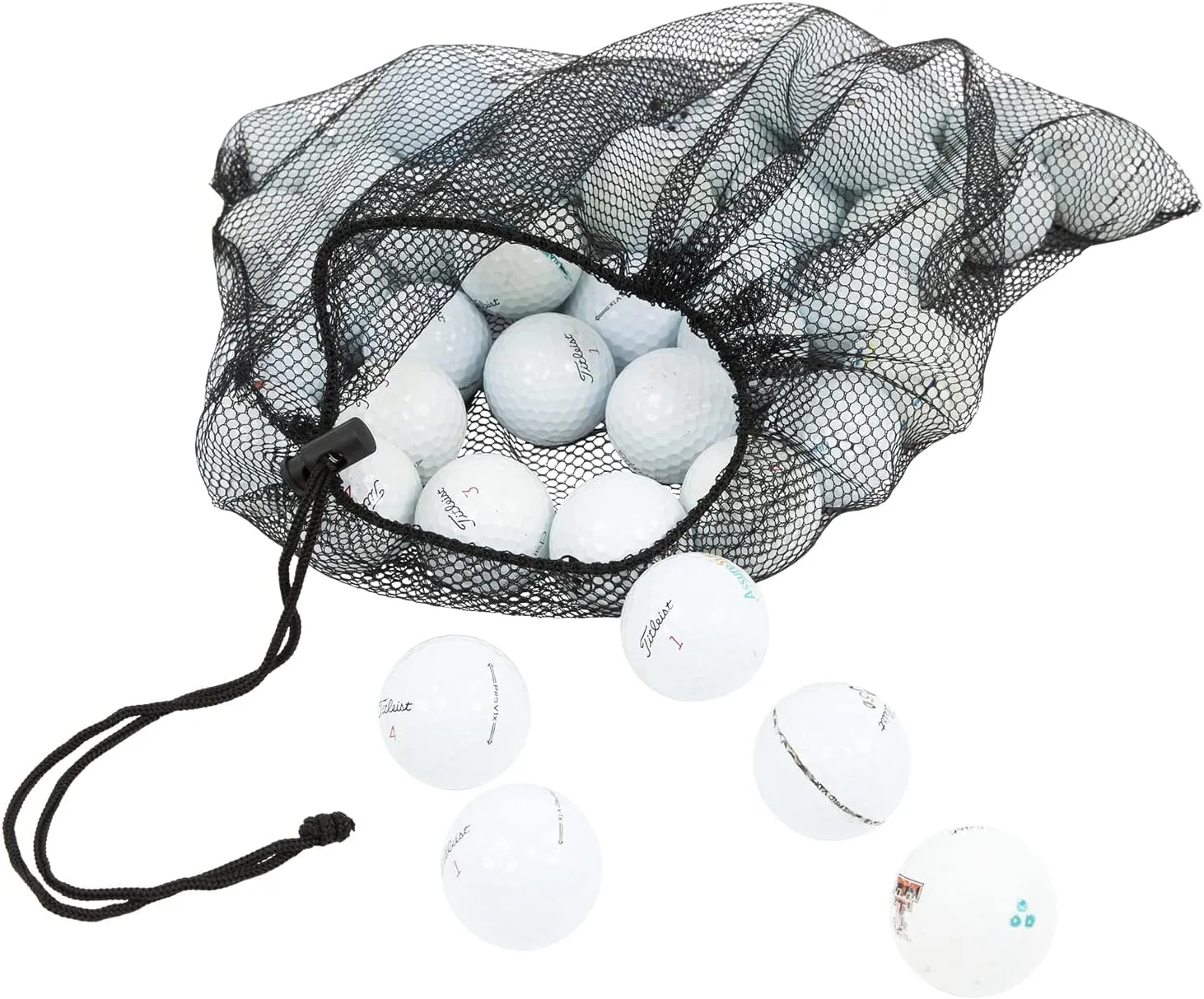 Clean Green Golf Balls Recycled & Used Golf Balls for Titleist Pro V1 Golf Balls - Good Low Condition for Titleist Golf Balls - Includes Mesh Carrying Bag
