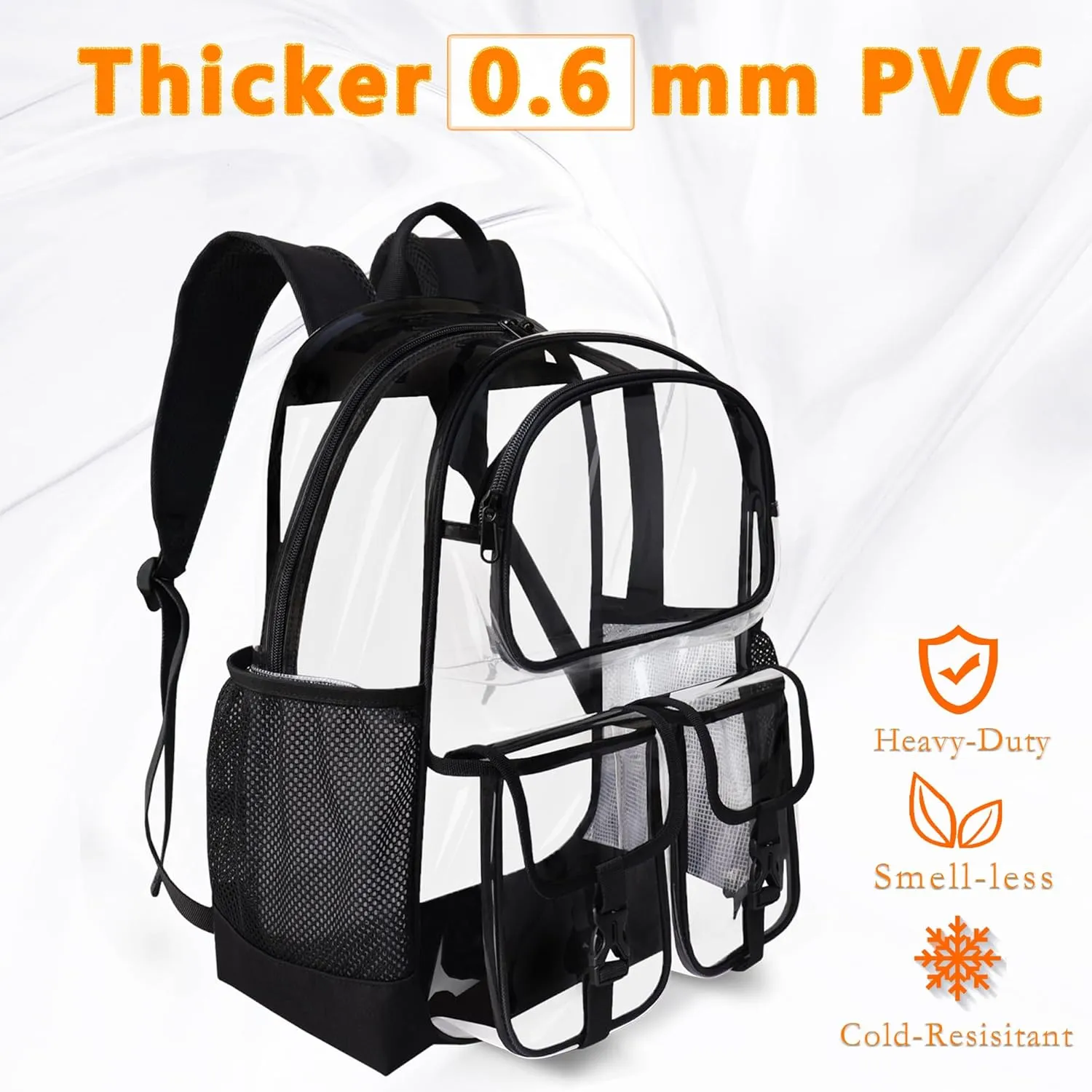 Clear Backpack for School, Clear Bookbag Heavy Duty Transparent Backpacks 17 '' Large See Through Bag for Boys Girls-Black