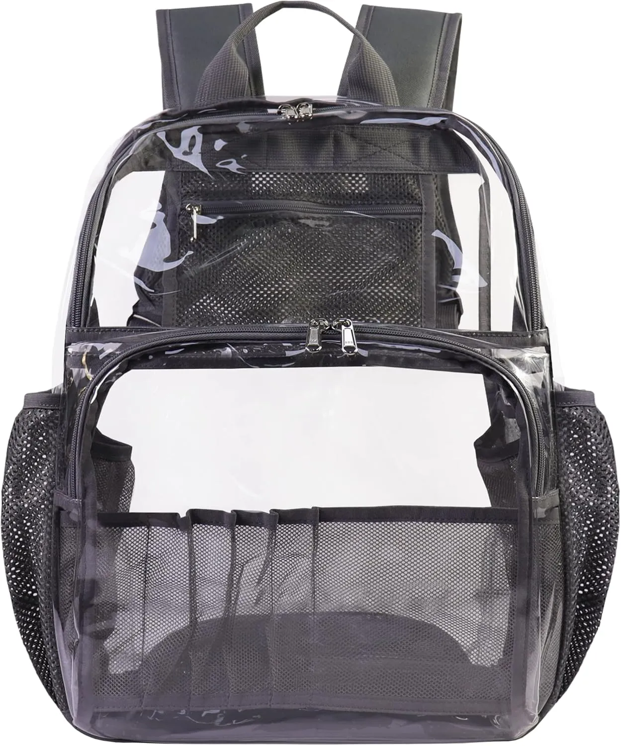 Clear Backpacks for School,18'' Large Clear Backpack Heavy Duty Clear Backpack See Through Backpack Clear Bookbag for Student,School,Work,Travel,Gray