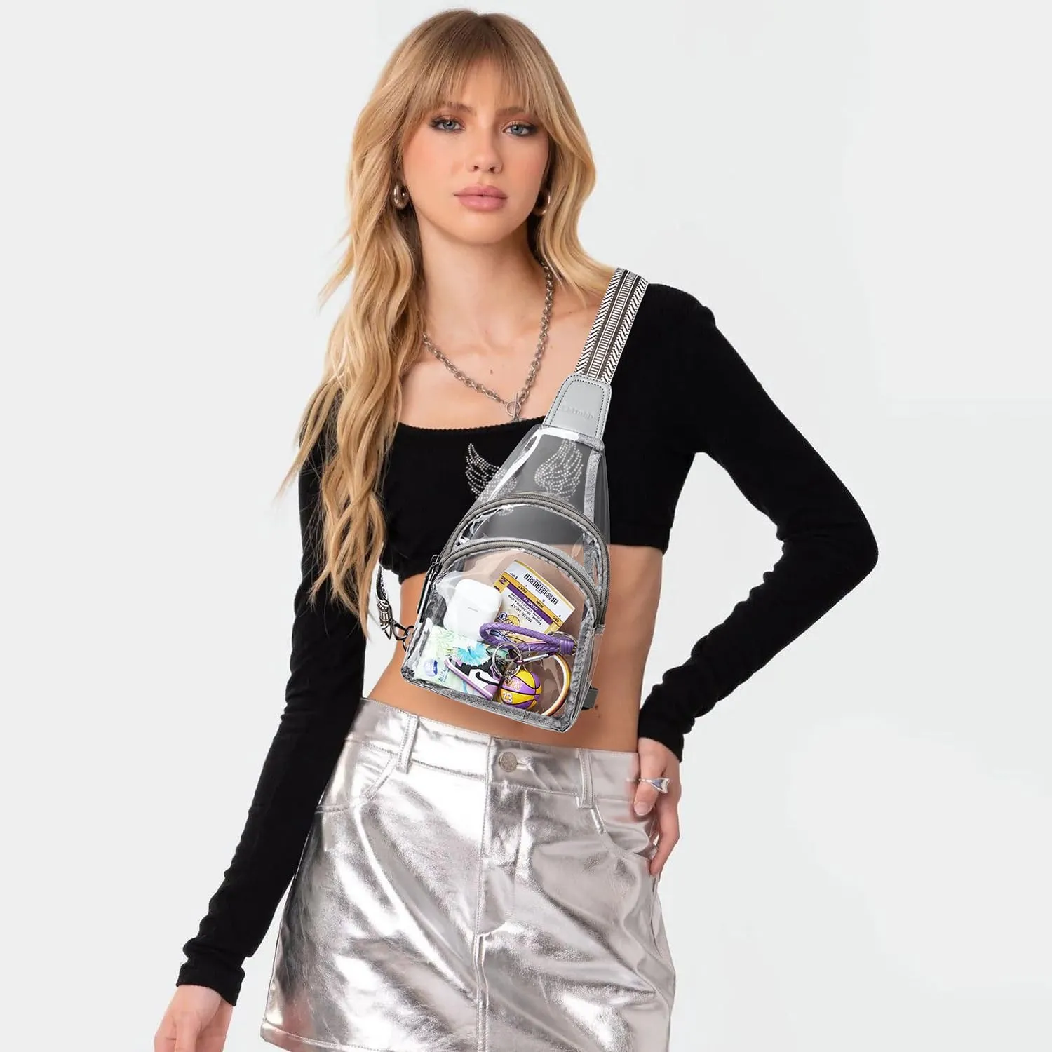 Clear bags Stadium Approved Crossbody Sling Bag Fanny Pack Backpack Purses for Women Men Belt bag for stadium events