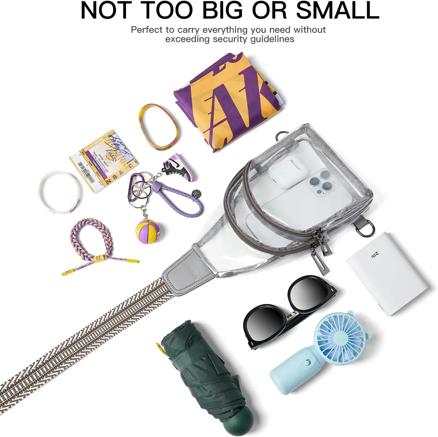 Clear bags Stadium Approved Crossbody Sling Bag Fanny Pack Backpack Purses for Women Men Belt bag for stadium events