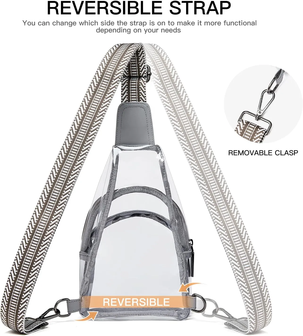 Clear bags Stadium Approved Crossbody Sling Bag Fanny Pack Backpack Purses for Women Men Belt bag for stadium events