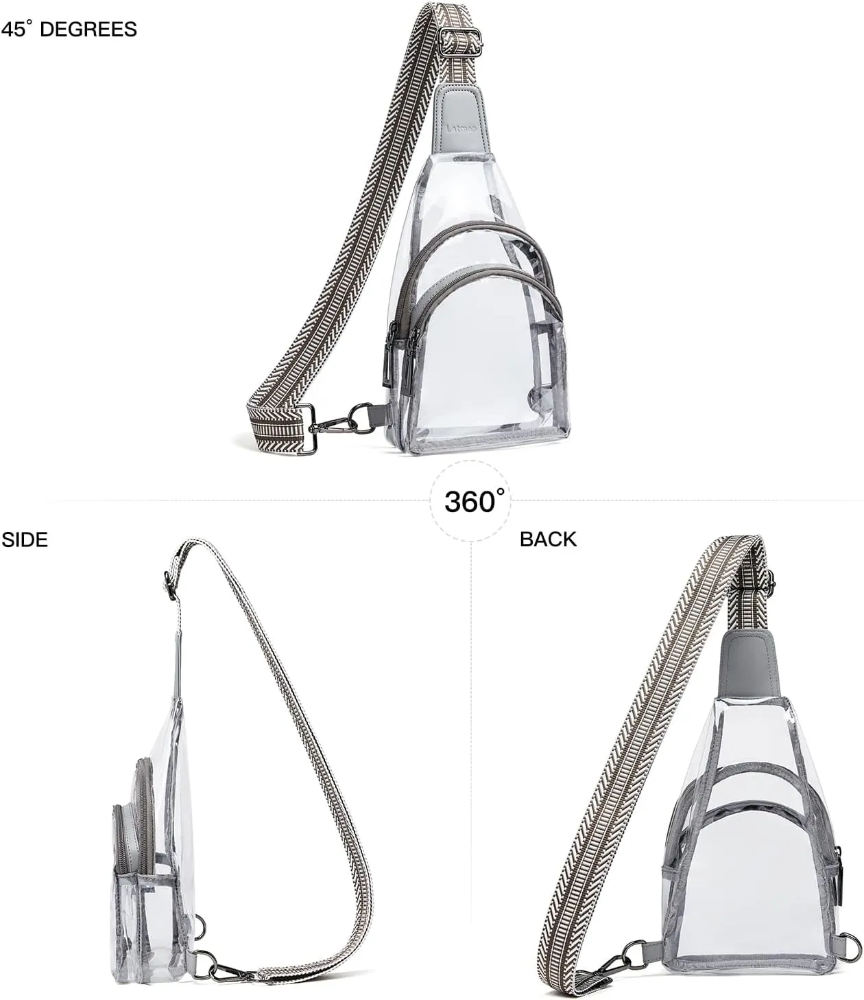 Clear bags Stadium Approved Crossbody Sling Bag Fanny Pack Backpack Purses for Women Men Belt bag for stadium events