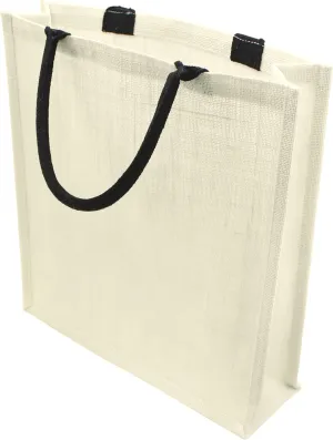 CleverDelights Ivory Jute Burlap Shopping Bags - 25 Pack - 16" x 14" x 4" - Off-White Reusable Travel Tote Bags -16x14 Inch