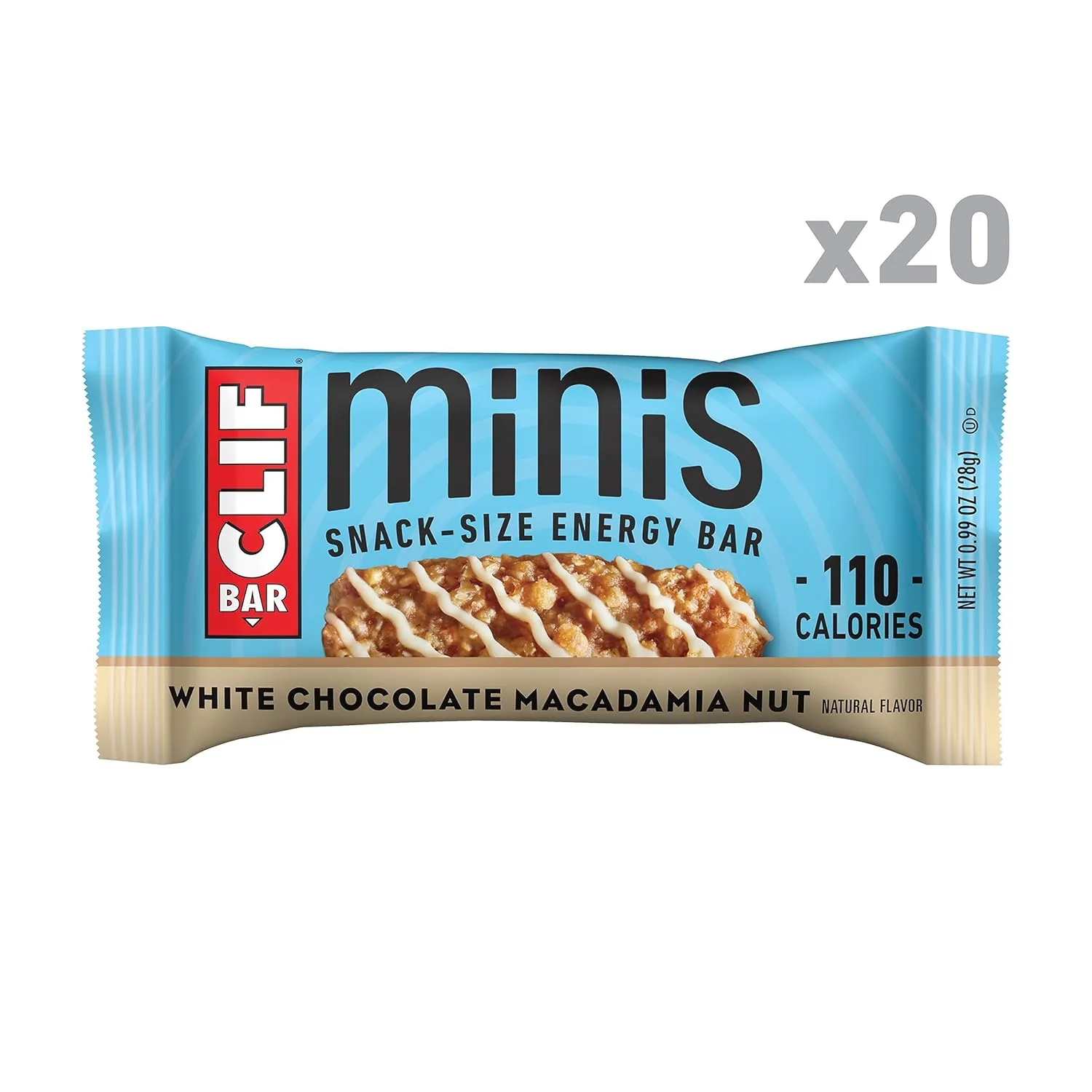 Clif Bar Minis Crunchy Peanut Butter (20 Pack) and White Chocolate Macadamia Nut (20 Pack) Snack Bars
