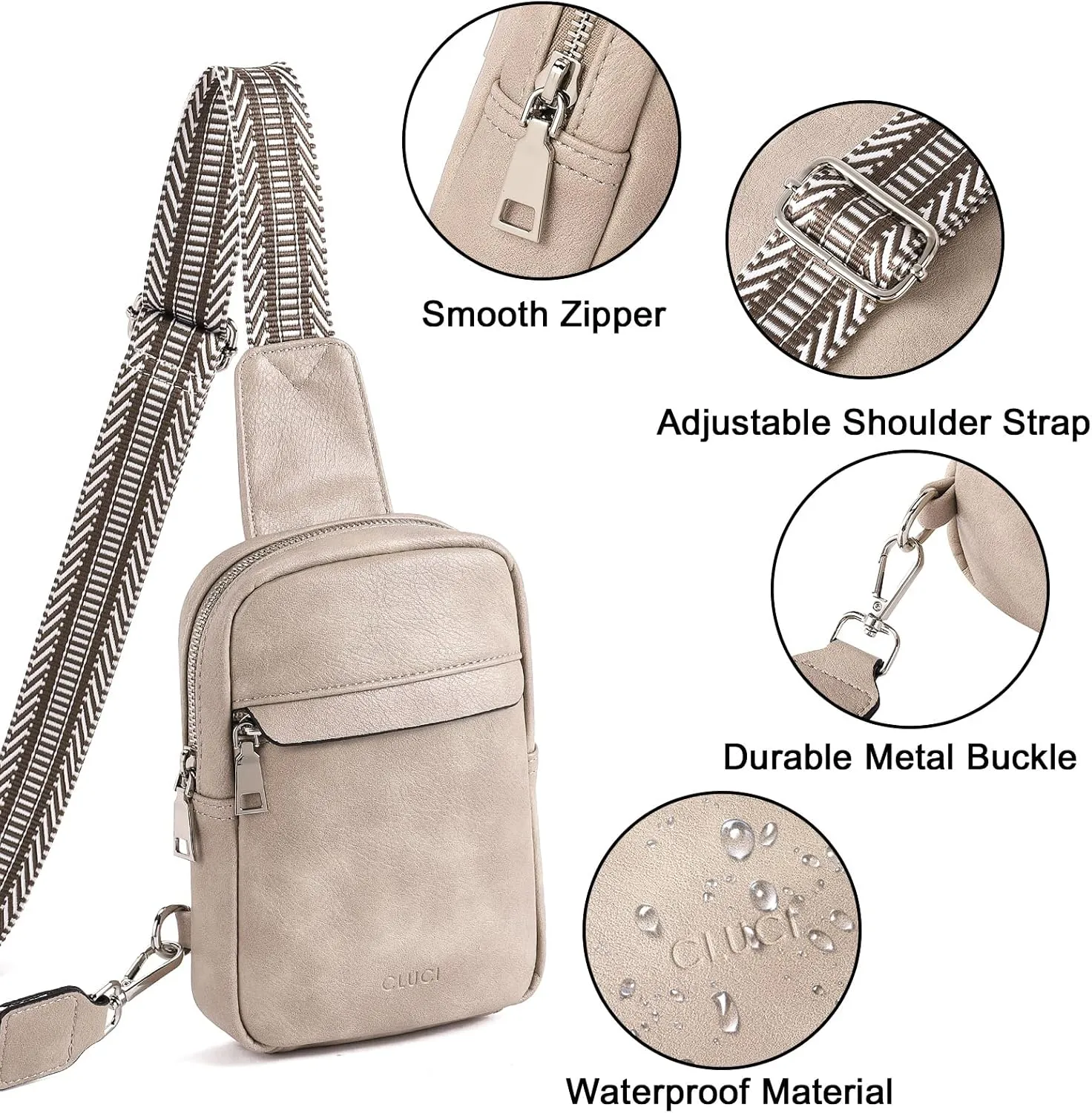 CLUCI Small Sling Bag for Women Vegan Leather Crossbody Chest Bags Trendy, Women's Fanny Pack