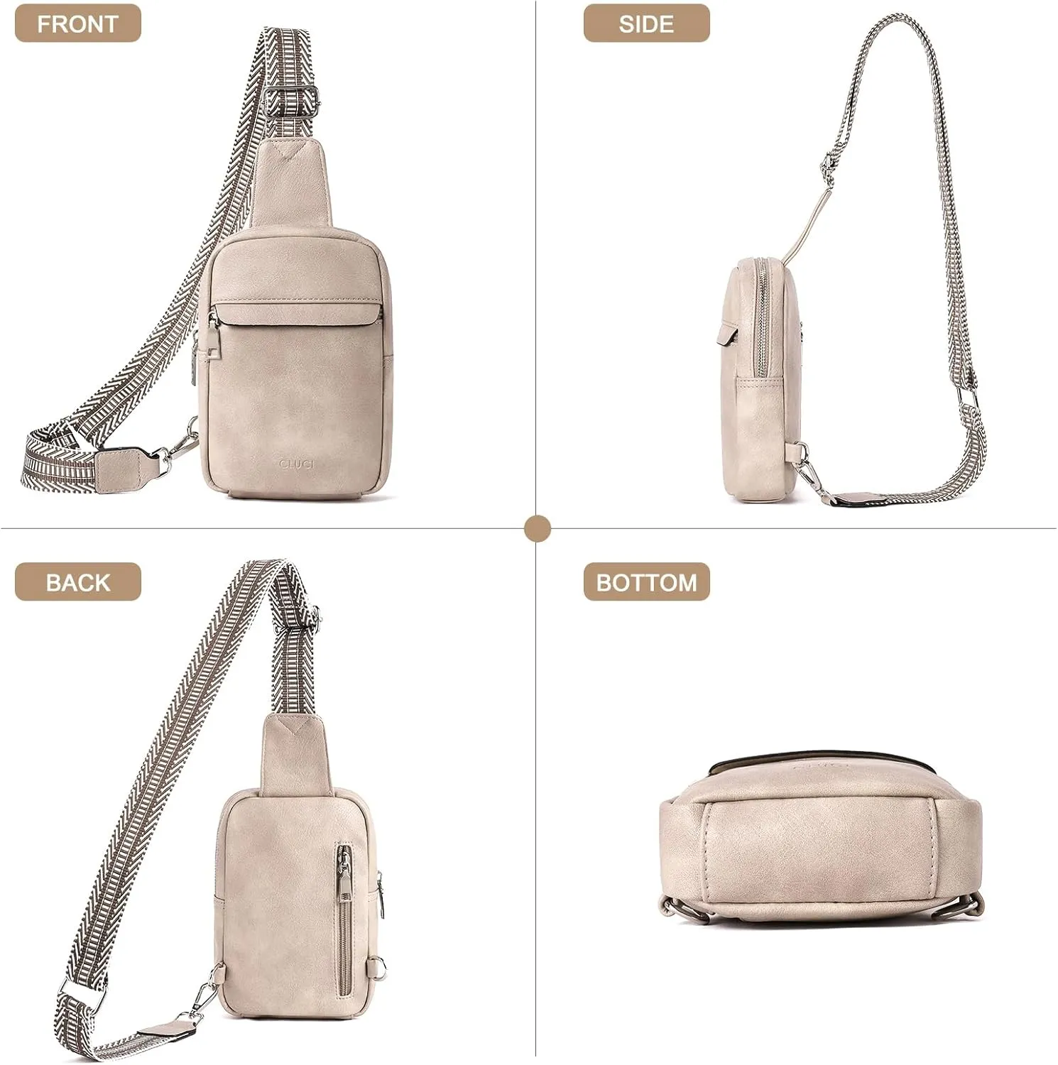 CLUCI Small Sling Bag for Women Vegan Leather Crossbody Chest Bags Trendy, Women's Fanny Pack