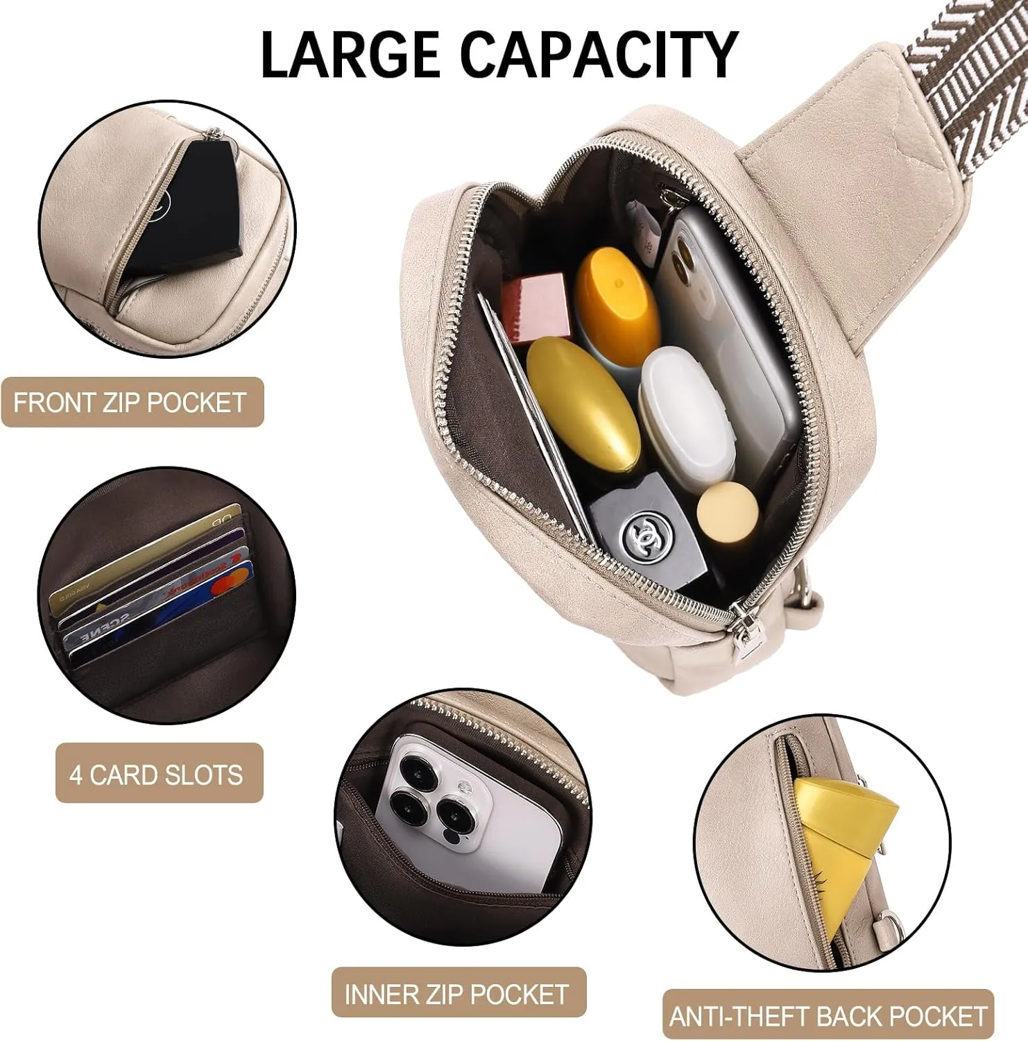 CLUCI Small Sling Bag for Women Vegan Leather Crossbody Chest Bags Trendy, Women's Fanny Pack