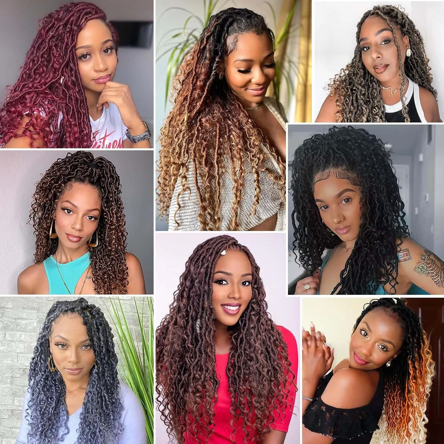 Col Bling Ombre Goddess Locs Crochet Hair 14 Inch 8 Packs Faux Locs Crochet Hair for Women 3 Tone Boho River Locs Hair with Curly Ends Synthetic Hair Style (#1B/30/27)