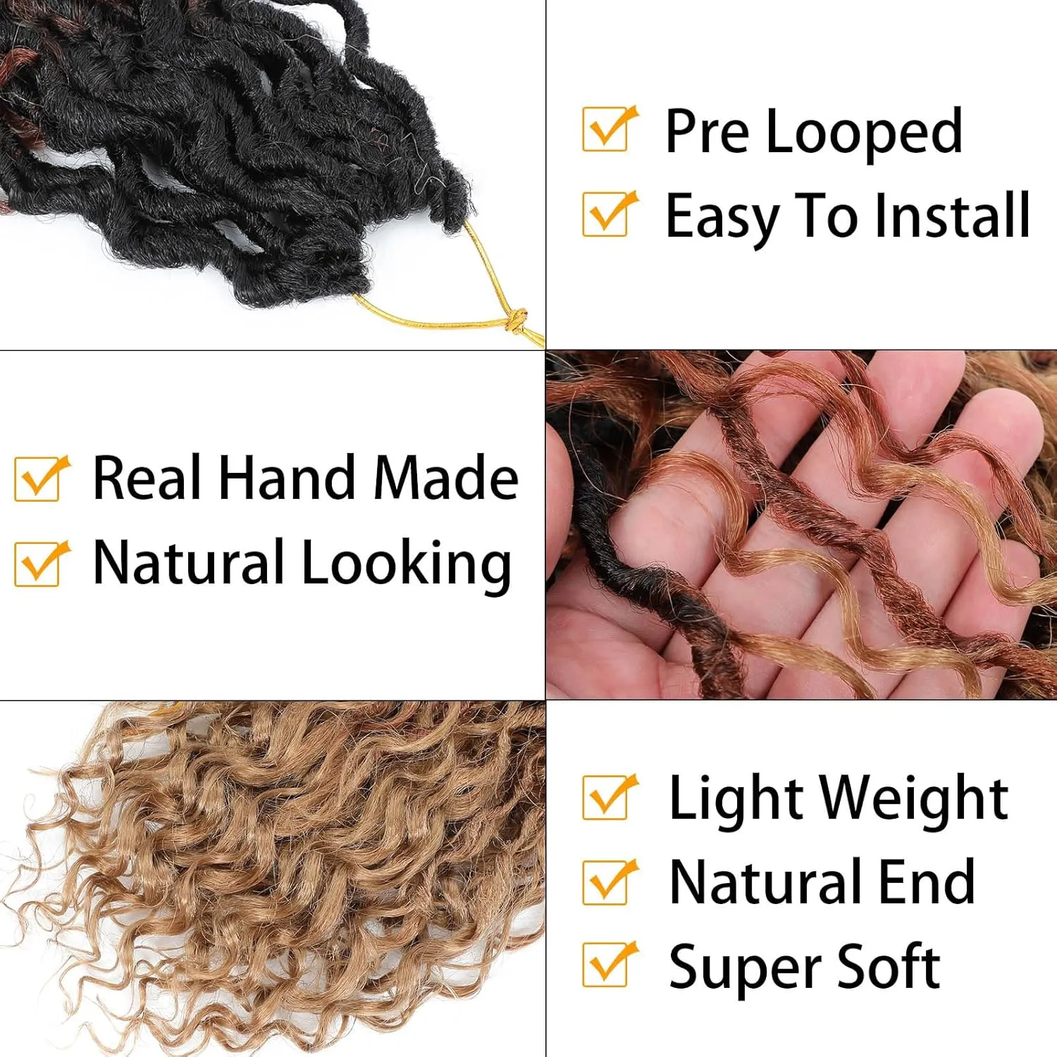 Col Bling Ombre Goddess Locs Crochet Hair 14 Inch 8 Packs Faux Locs Crochet Hair for Women 3 Tone Boho River Locs Hair with Curly Ends Synthetic Hair Style (#1B/30/27)